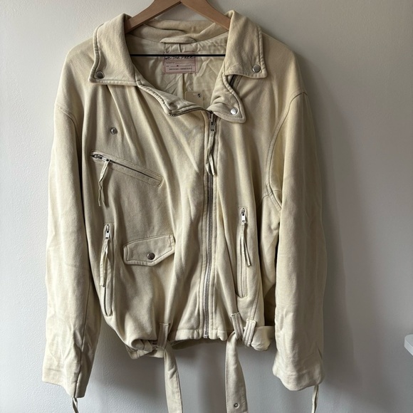 Free People Rebel Rebel Knit Moto Jacket in Vanilla Creme Sz M - Picture 2 of 8